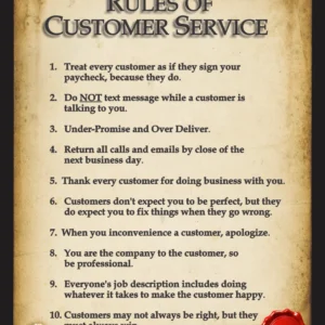 Glenn's "Rules of Customer Service" poster (18" x 24")