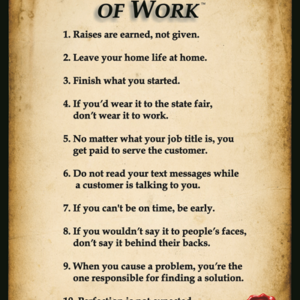 Glenn's "Rules of Work" poster (18" x 24")